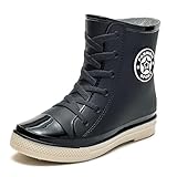 [ALVEIN] レインブーツ レインシューズ レディース パステルカラー スニーカー風 雨靴 雨 雪 防水 ガーデニング 園芸 農作業 釣り (ブラック, 22.5 cm)