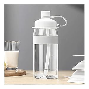 Waterfles Waterfles Sport Waterfles Blokkering Flip Top Deksel Waterfles met stro Voor Camping Trainingen Outdoor Activity Fles (kleur: wit)