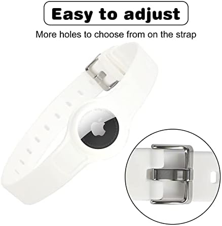 Runmeihe Apple AirTag Dog Collar, Anti Lost Adjustable Silicone AirtagCase,GPS Tracking Dog Cat Collar Accessories for Small Medium Dogs Cats Pets (white)