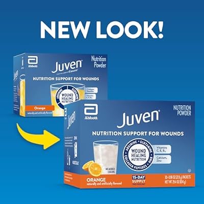 Juven Therapeutic Nutrition Drink Powder Including Collagen Peptides, Amino Acids, and HMB for Wound Healing Support, Orange, 30 Packets