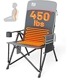 TIMBER RIDGE Oversized Heated Camping Chair with Lumbar Support, Portable Folding Chair Heavy Duty for Adults Supports 450 LBS for Outdoor Camping, Lawn, with High Back (Power Bank not Included)