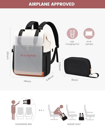 Image of LOVEVOOK 18 Inch Laptop Backpack for Women, Large Capacity Travel Backpack with Organizer Bag, Waterproof Carry on Backpack Purse Work Bag with USB Port for College Teacher Nurse, 2PCS