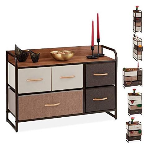 Relaxdays Schubladenschrank, 5 Stoff Fächer Cover