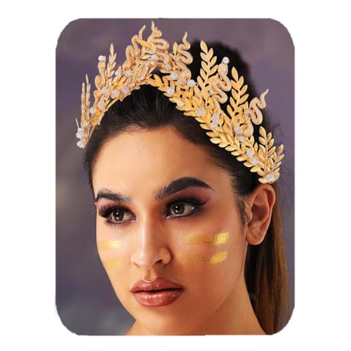BARTOSI Gold Goddess Crown Snake Crowns and Tiaras Costume Headwear Hair Accessories for women