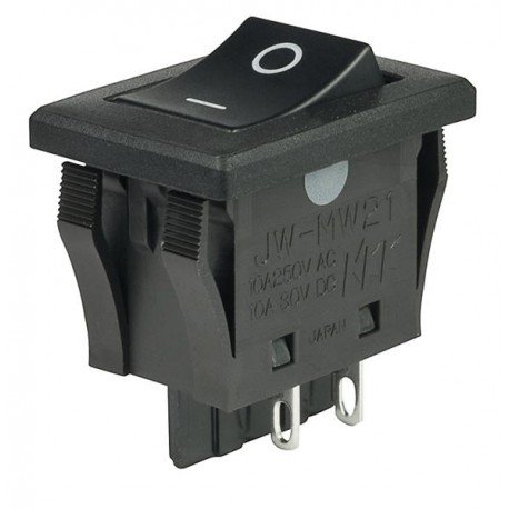 NKK SWITCHES JWMW21RA1A Switch, Rocker, DPST, 10A, 250VAC, Black