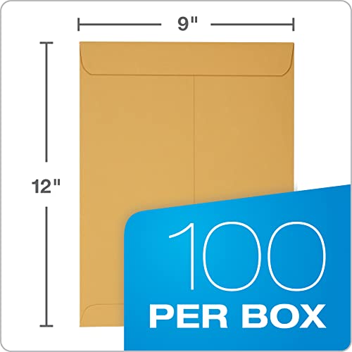 Quality Park Envelopes, Redi-Seal Catalog Envelopes, 9 x 12 Inches, 28 lb Light Brown Kraft, Self-Sealing, 100 Count - Ideal for Mailing, Storage, and Organizing image 1