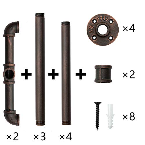 Hoolink Clothes Rack,39.4'' Wall Mounted Garment Rack Pipe Clothing Rack Industrial Laundry Rack Heavy Duty Garment Bar Space-Saving Hanging Clothes Rack 4 Base(Bronze) #TOP3