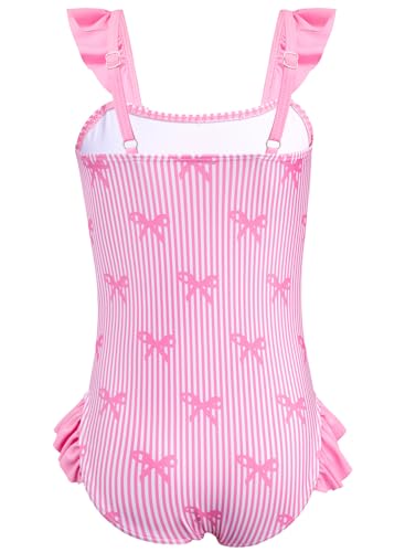 Image of DAXIANG Girls One Piece Ruffle Strap Swimsuit Quick Dry Mermaid Swimwear Beach Sport Bathing Suit for Toddler Kids 4-11 Years