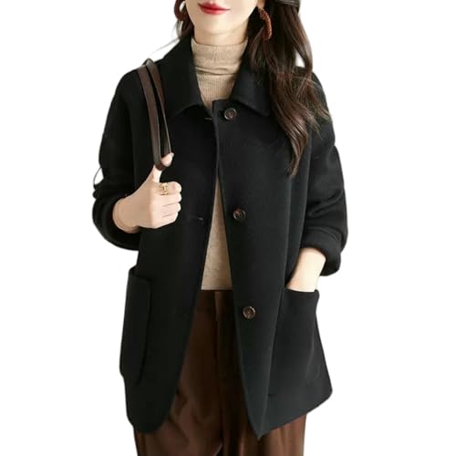 JYHBHMZG Chaqueta de tweed para mujer, estilo coreano, estilo coreano, con un solo pecho, Negro , XL