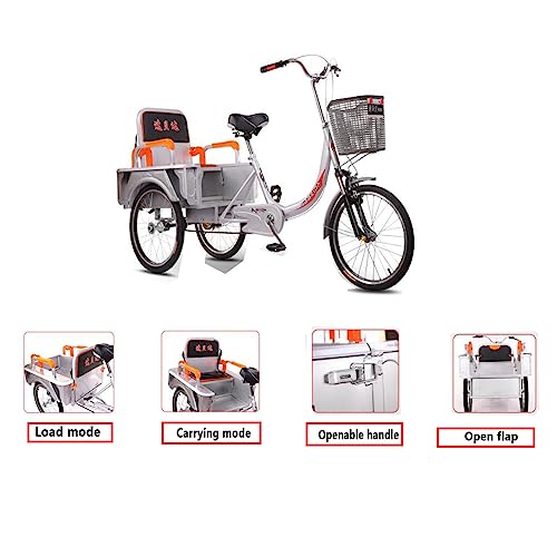 Triciclo para adultos, 3 ruedas, con canasto grande y asiento trasero, asiento ajustable en altura, para recreo y compras, bicicleta cruiser para hombres y mujeres miniatura 4