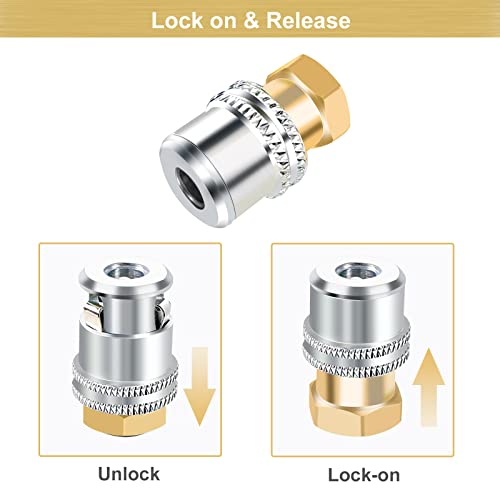 Godeson Lock On Air Chuck,1/4Fnpt Closed Flow Brass Tire Chuck,Tire Air Chuck For Tire Inflator Gauge And Air Compressor(2 Pack) #TOP2