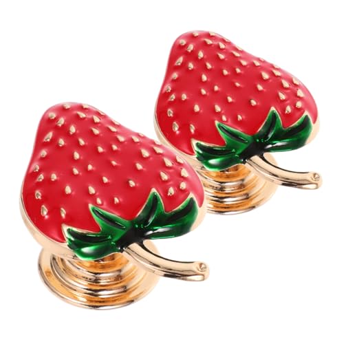 POPETPOP Tirador Decorativo de Aleación de Zinc para Armarios y Cajones Diseño de Fresa Roja Orificio de 4 MM 2 Piezas Tiradores para Muebles de Cocina y Dormitorio Infantil