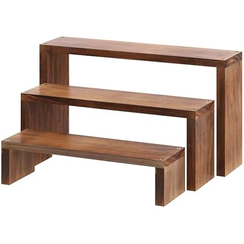 Tovacu Plant Stand Shelf for Desk Window Sill Countertop Succulent Stand Desktop Shelf 3 Tiers Small Wooden Tabletop Ladder Plant Shelves for Cupcake Stand Riser Spice Rack Holder Cover