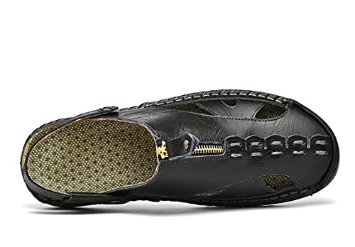 Mens Sandals Leather Closed Toe Outdoor Summer Anti-Slip Beach Sandals3