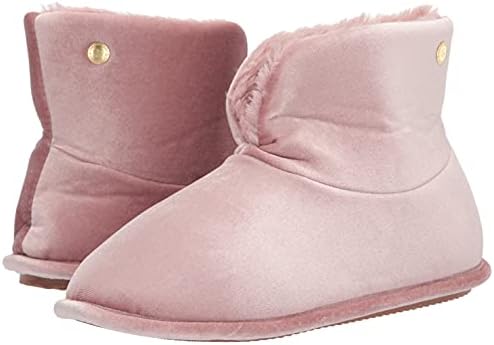 Dearfoams Women's Sara Velour Bootie Slipper, Shiny Pale Mauve, Small | Image 6