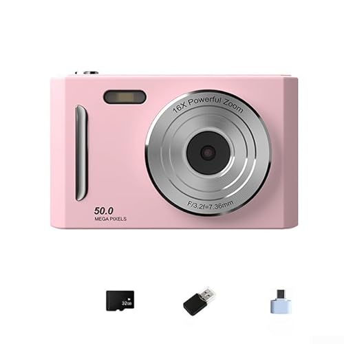 Appareil photo numérique avec capteur vidéo 4K 64 MP et zoom 18x pour photographie de voyage, streaming en direct et selfies (rose 32 Go)