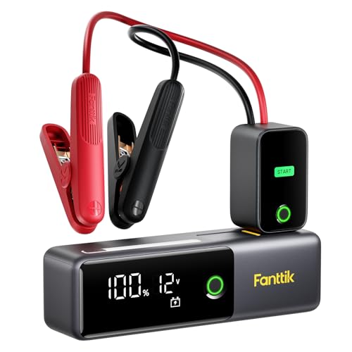 Fanttik Potent T10 1800A Portable Jump Starter, 12000mAh Power Bank, 12V Safe Lithium Jump Box, Retractable Charging Cable, Battery Booster for 7.0L Gas and 5.0L Diesel Engines, Ideal for Dad