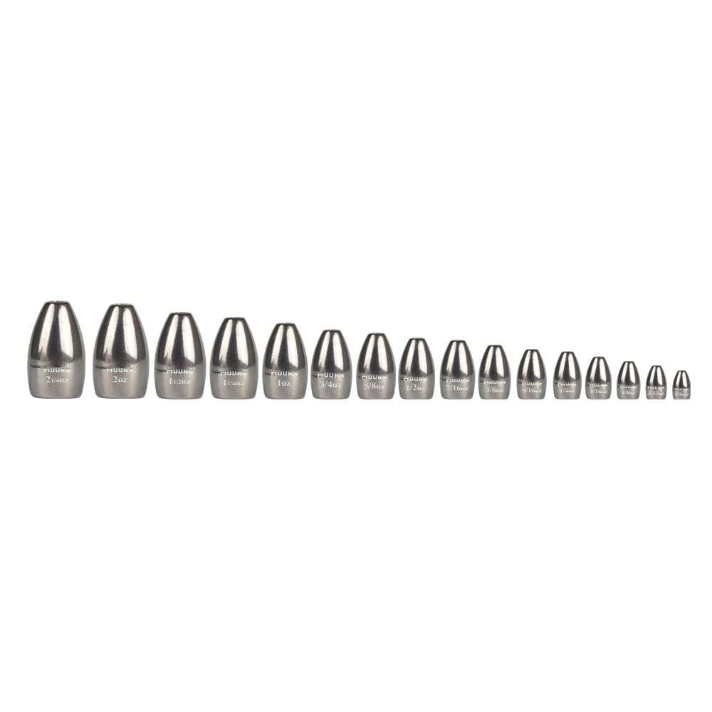 MUUNN 10Pcs Tungsten Flipping Weights, Tungsten Fishing Weights Sinker for Bass Fishing 1/16 3/32 1/8 3/16 1/4 5/16 3/8 7/16 1/2 5/8 3/4 1 1.25 1.5 2 2.25oz