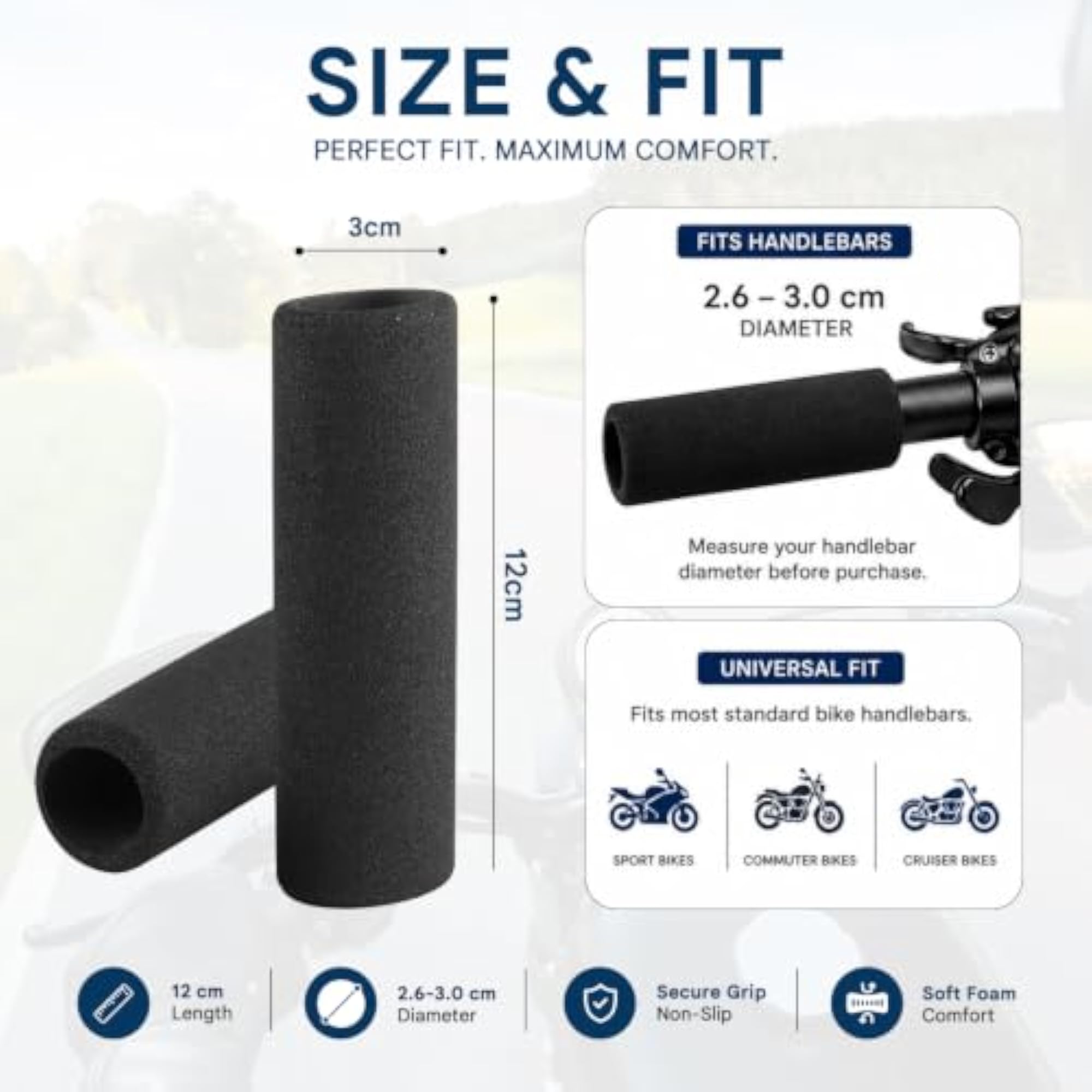 Motorcycle & Bicycle Handlebar Grip Cover - Soft Foam