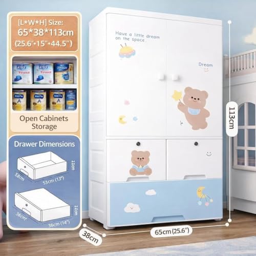 Image of Sunderlook Plastic Wardrobe for Kids Clothes - Foldable Collapsible Wardrobes for Clothes, Large Cupboard for Storage for Men and Women (Arctic White, 1 + 3 Door)