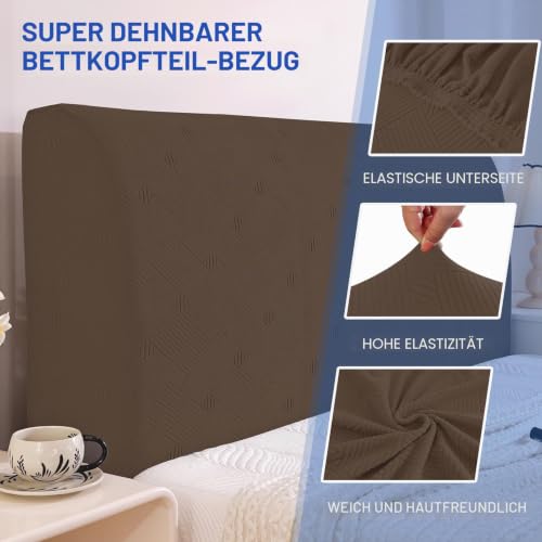 Ystyle Stretch Staubdicht Bettkopfteil Bezug, 150CM, Kaffee – Ansicht 5