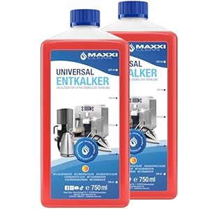 Maxxi Clean Power Universal ontkalker voor je koffieautomaten, geschikt voor alle bekende merken, kalkoplosser voor extra grondige reiniging (2 x 750 ml)