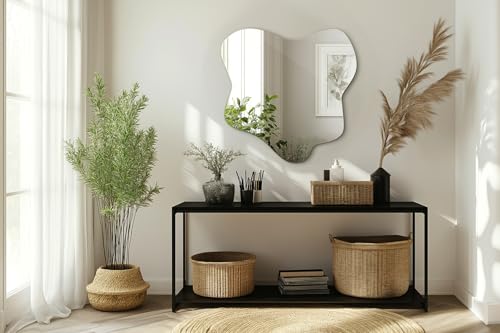 Spiegel 67,6x67 cm Für Badezimmer Wohnzimmer Flur Schlafzimmer Salon Badezimmerspiegel Wellenförmig Asymmetrisch Organisches Design Wandspiegel Rahmenlos Garderobenspiegel Unregelmäßiges Modernes – Bild 3