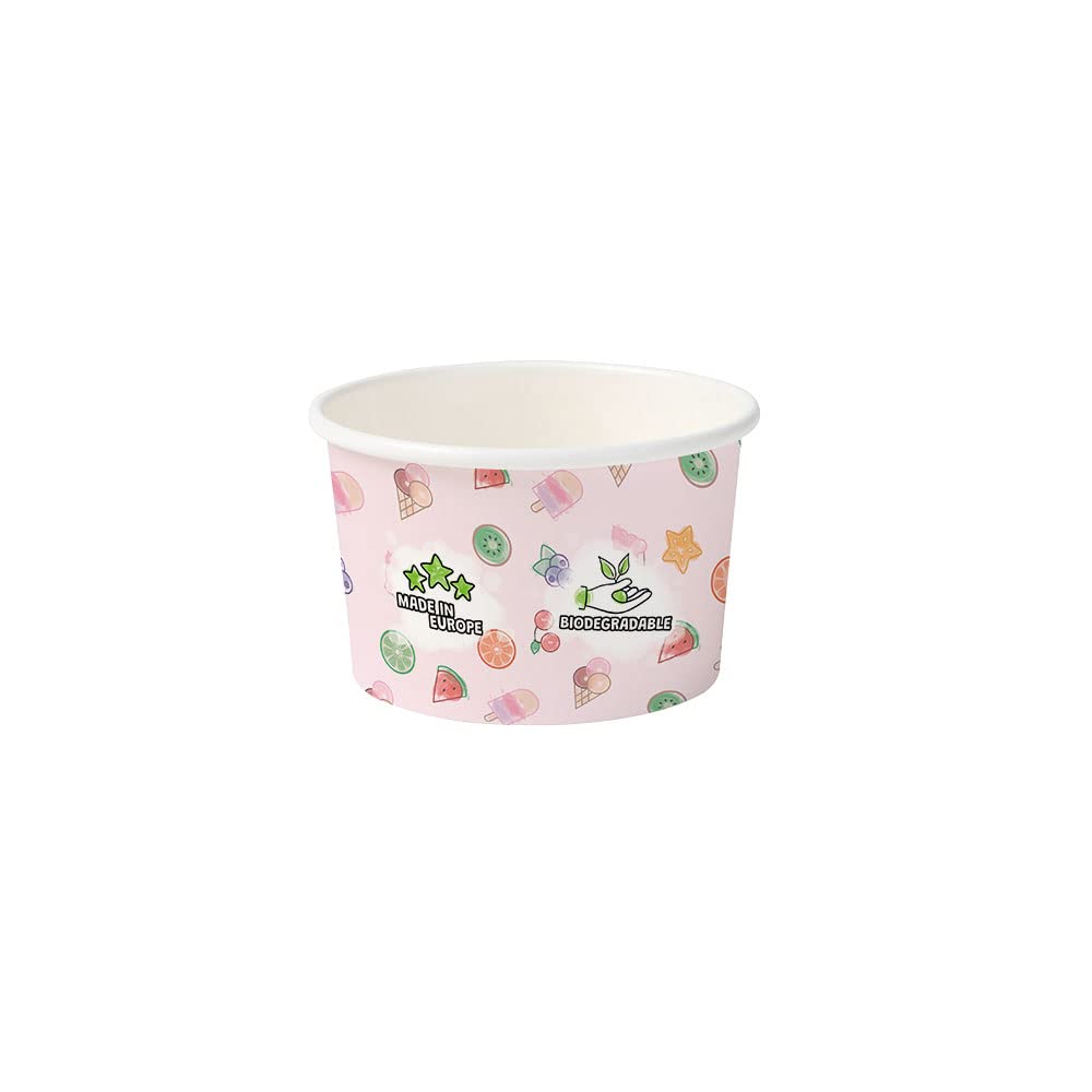 BIOZOYG Coppette da gelato di carta 1000 pezzi I coppetta in cartone Kraft rosa I coppette to go compostabili al naturale I coppette di carta biodegradabile 75 ml