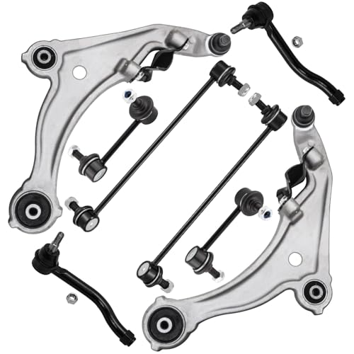 Image of Detroit Axle - End Control Arms Kit for 2009-2014 Nissan Maxima, 2 Front Lower Control Arms Assembly 2 Outer Inner Tie Rods 4 Front Rear Sway Bar Links 2010 2011 2012 2013 Replacement