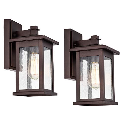 Image of MICSIU Oil Rubbed Bronze Transitional 12 Inch Outdoor Wall Light 2 Pack | No Assembly Required, 100W Max Exterior Porch Sconce Light for Front Door, Garage, Patio, Yard, Deck