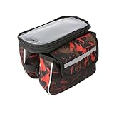 clinmday Bike Bag Top Tube Storage Bag Zipper Closure Large Capacity Waterproof Touch Screen Phone Case MTB Road Bike Bag for Outdoor Cycling Red