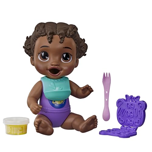 Baby Alive Dinnertime Creations, Black Hair Doll with Play Food Accessories, 11 inches, Toys for 3+ Year Old Girls and Boys