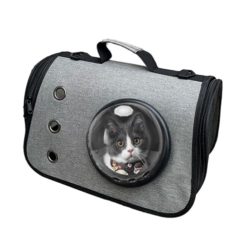 猫用キャリーバッグ ダブルファスナー ペット 透明な窓 折りたたみ式 小型犬犬猫用 犬キャリーバッグ 快適 両手解放 耐荷重 次世代 ベーシック 郊游 プレゼント 避? お出かけバック 犬猫兼用 40*27*25 cm