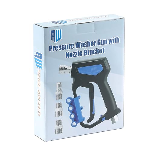 Image of RIDGE WASHER Pressure Washer Gun Swivel, 5000 PSI, 12 GPM | Power Washer Gun with 1 /4 inch Quick Connector, 360 3 /8 NPT Thread, M22-14mm Fitting, M22-15mm Fitting