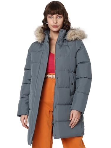 Image of Vero Moda Faux Fur Detail Longline Hooded Puffer Jacket