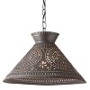 Irvins Country Tinware Roosevelt Shade Light with Chisel in Kettle Black Punched Tin