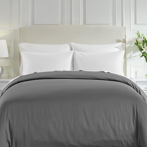 California Design Den Cotton Duvet Cover Queen, 400 TC, Grey