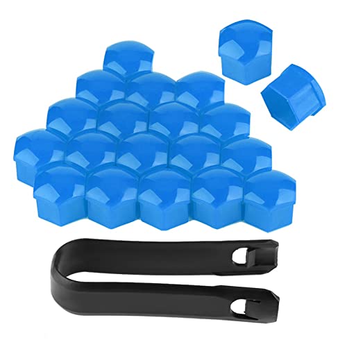Image of 19mm Wheel Nut Covers (20-Pack) - Hub Screw Caps for Car Rims, Rust Prevention, Decorative Auto Accessories in Blue
