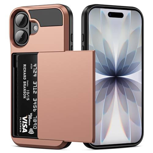 Vofolen for iPhone 17 Case Wallet with Card Holder [Max 3 Cards] Rose Gold