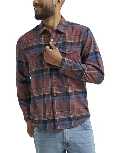 Wrangler Men's Long Sleeve Shirt, Bitter Chocolate Plaid (Flannel), X-Large