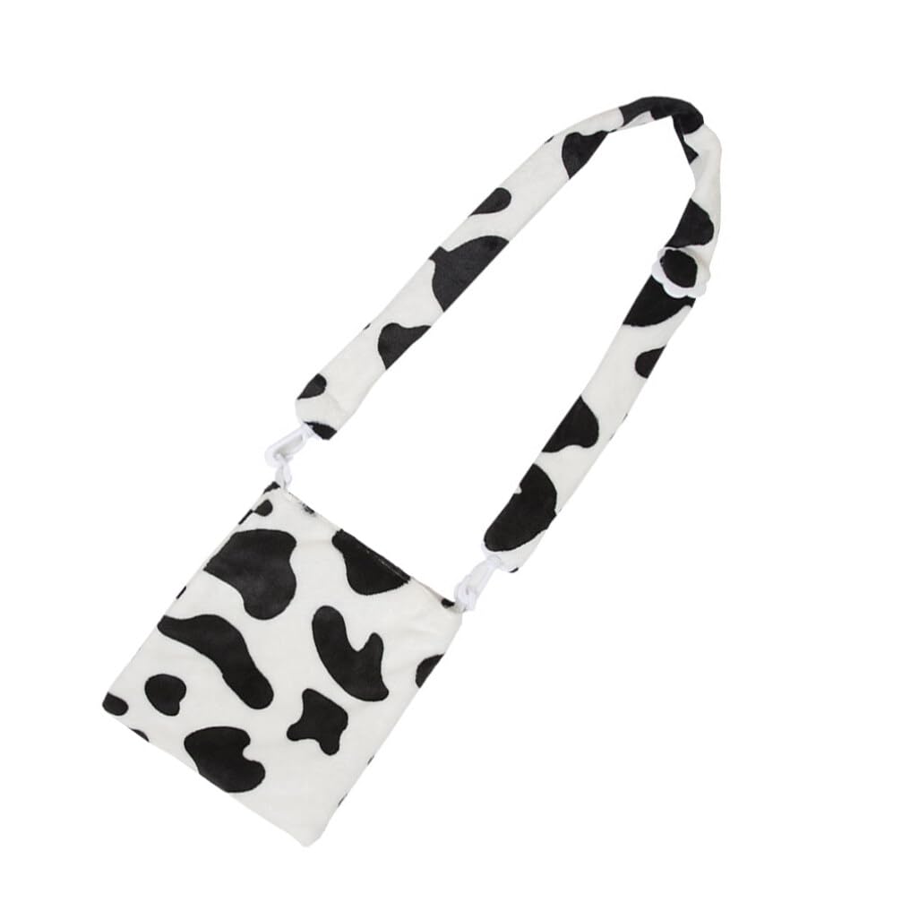 Generic 1pc cow pattern schoolbag cow pattern trendy pouch girls plush handbag plush animal purse women's shoulder handbags cow pattern design schoolbag Japanese Miss plush toy polyester