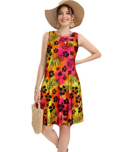 Image of elescat Women's Summer Dresses Casual Sleeveless Loose Sundress with Pocket