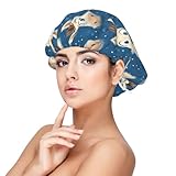 Seidenhaube zum Schlafen, für Damen und Herren, verstellbar, elastisch, lustiger Esel, blauer Druck, Satin-Haube zum Schlafen, weicher Komfort, ähnliche Seide, lockiges Haar, Satinkappe für Schlaf
