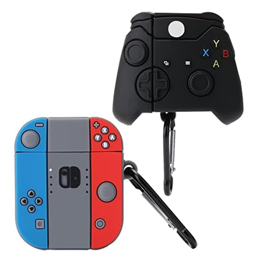 [2 Pcs] Wifantien 3D Cute Gamepad+Switch Case for Airpods 2/1,3D Cute Cartoon Women Girls Kids Kawaii Cool Game Gamepad Shape Keychain Case for Airpods 2nd/Airpods 1st Case (Black Gamepad+Switch)