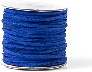 Cherry Blossom Beads Cornflower Blue Flat Micro Fiber Faux Suede Leather Lace Beading Cord 1.5mm Thick, 2mm Wide - 25 Yard Spool