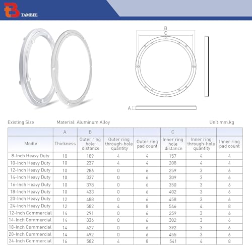 Image of TamBee 12 Inch Lazy Susan Hardware Heavy Duty Metal Rotating Hardware Turntable Bearing Ring 300mm Turntable Lazy Susan Kit Lazy Susan Mechanism Lazy Susan Parts Turntable Bearing Lazy Susan Base Only