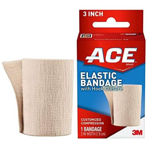 ACE Brand Elastic Bandage with Clips, Adjustable for Secure, Moderate Support, 3", One Size Fits Most Cover