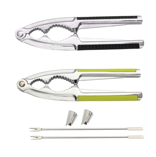 Kaiyzo 2 Piezas Cascanueces, Multifuncional Cascanueces, Antideslizante con Agujas de Nueces y Protectores de Dedos, Abridor de Nogal para Nueces, Avellanas, Almendras, Mariscos u Otros Frutos Secos