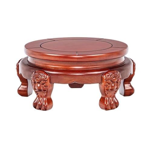 Soporte circular de palisandro para taburete de bonsái y plantas mini 2