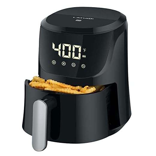 LATURE 4.2 QT Air Fryer Oven Cooker with Temperature and Time Control Dishwasher Non-stick Basket LED Digital Touch Screen 8 Cook Presets CE Certified Black (Black-Digital)
